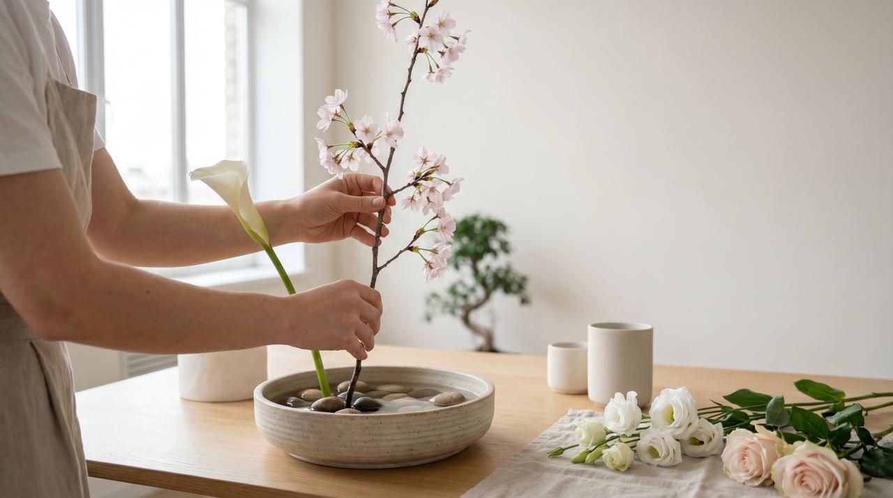 香蕉视频插花艺术视频教程 – 东方花道视频演示，www.ekewba.cn